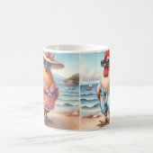 Hühner in Badeanzügen am Meer Kaffeetasse (Mittel)