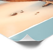 Hühner in Badeanzügen am Meer Poster (Ecke)