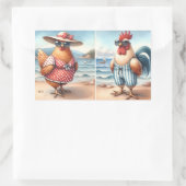 Hühner in Badeanzügen am Meer Rechteckiger Aufkleber (Tasche)