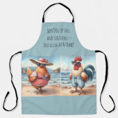 Hühner in Badeanzügen am Meer Schürze (Vorderseite)