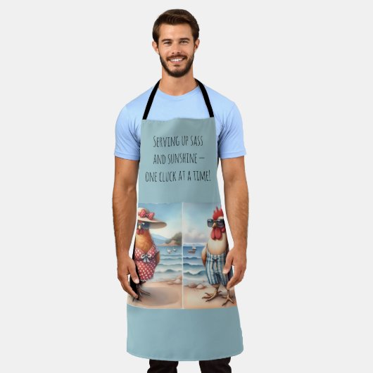 Hühner in Badeanzügen am Meer Schürze (Getragen)