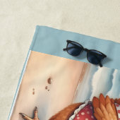 Hühner in Badeanzügen am Meer Strandtuch (Beispiel)