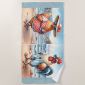 Hühner in Badeanzügen am Meer Strandtuch (Vorderseite)