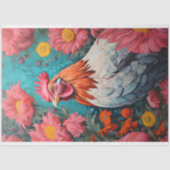 Hühner in Blume 2 Dekoupage Papier (Vorderseite)