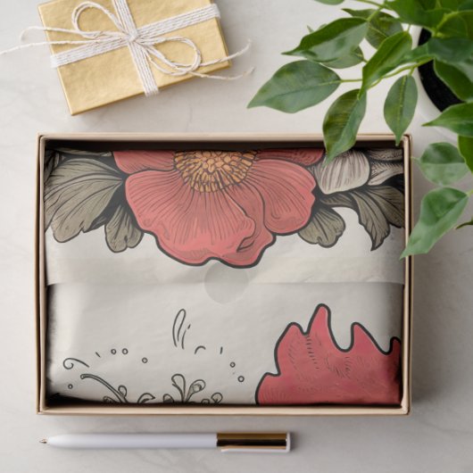 Hühner in Blume 5 Dekoupage Papier (Geschenk)