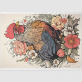 Hühner in Blume 5 Dekoupage Papier (Vorderseite)