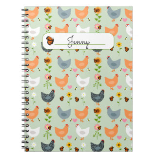 Hühner in den Blume Personalisiertes Notebook Notizblock