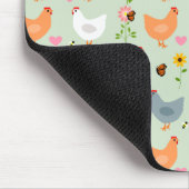 Hühner in der Blume Grüne Maus Pad Mousepad (Ecke)