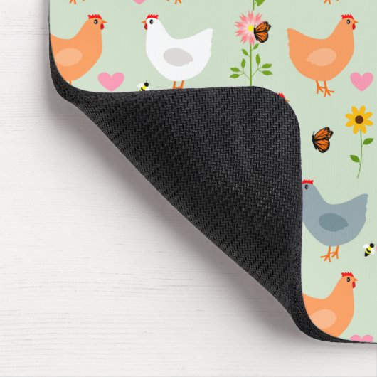Hühner in der Blume Grüne Maus Pad Mousepad (Ecke)