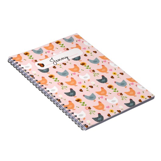 Hühner in der Blume Rosa Personalisiertes Notebook Notizblock (Rechte Seite)
