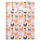 Hühner in der Blume Rosa Personalisiertes Notebook Notizblock (Vorderseite)