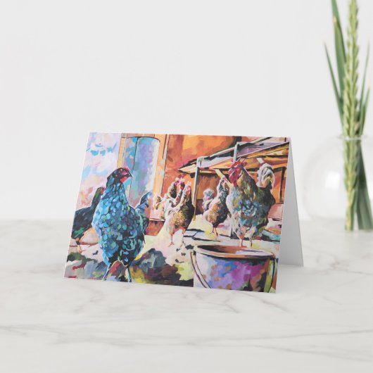 Hühner in der Scheune Karte (Vorderseite)