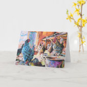 Hühner in der Scheune Karte (Gelbe Blume)