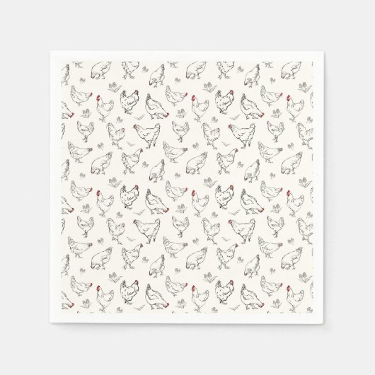 Hühner in Farbe Serviette (Vorderseite)
