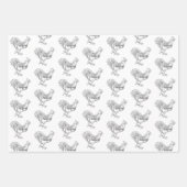 Hühner in Pen und Tinte Geschenkpapier Set (Vorderseite 3)