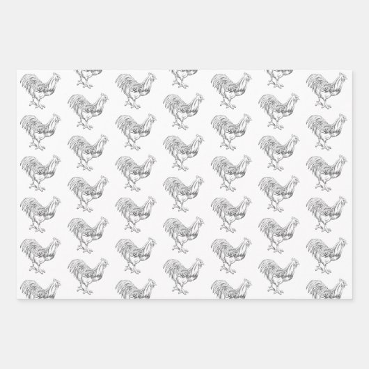 Hühner in Pen und Tinte Geschenkpapier Set (Vorderseite)