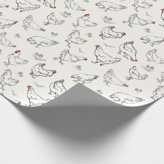 Hühner in Tinte Geschenkpapier (Ecke)