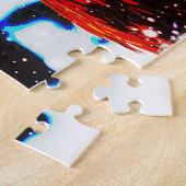 Hühner in Weihnachtsmannmützen Winter Art Puzzle (Seite)