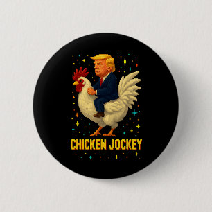 Hühner-Jockey-Trump-lustiges-Meme 2  Button
