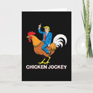 Hühner-Jockey-Trump-lustiges-Meme-surrealer-Humor- Karte