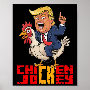 Hühner-Jockey-Trump-lustiges-politisches-Meme Poster