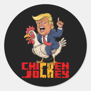 Hühner-Jockey-Trump-lustiges-politisches-Meme Runder Aufkleber