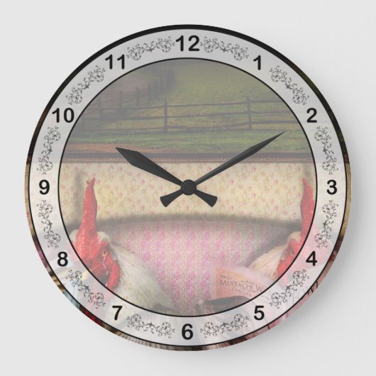 Hühner - Kicherflick Große Wanduhr (Vorderseite)