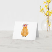 Hühner, Küken mit Blume auf Kopf PERSONALISIERT Karte (Gelbe Blume)