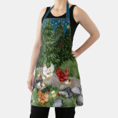 Hühner, Küken und Schneeflocken blau Schürze (InSitu)