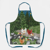 Hühner, Küken und Schneeflocken blau Schürze (Vorderseite)