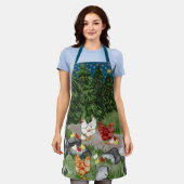 Hühner, Küken und Schneeflocken blau Schürze (Getragen)