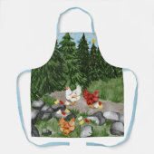 Hühner, Küken und Schneeflocken sind hellblau Schürze (Vorderseite)