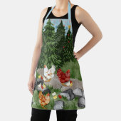 Hühner, Küken und Schneeflocken sind hellblau Schürze (InSitu)