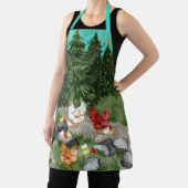 Hühner, Küken und Schneeflocken türkisblau Schürze (InSitu)