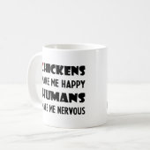 Hühner machen mich glücklich, Menschen machen mich Kaffeetasse (Vorderseite Links)