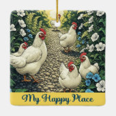 Hühner mein glücklicher Ort Keramikornament (Rückseite)
