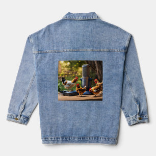 Hühner Mic Check – fotorealistischer Geflügelklang Jeansjacke
