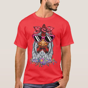Hühner mit Bandana-Headband und Brille-Fun-Farm T-Shirt