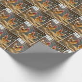 Hühner mit Brille in einem sonnigen Stall Geschenkpapier (Ecke)