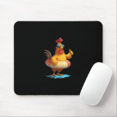 Hühner mit Daumen hoch im Urlaubspoolring-Kostüm Mousepad (Mit Mouse)