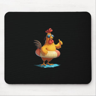 Hühner mit Daumen hoch im Urlaubspoolring-Kostüm Mousepad