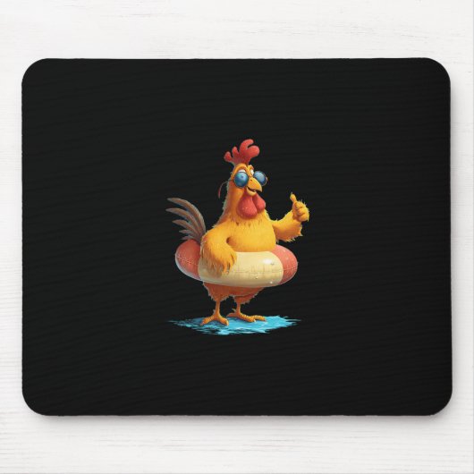 Hühner mit Daumen hoch im Urlaubspoolring-Kostüm Mousepad (Vorne)