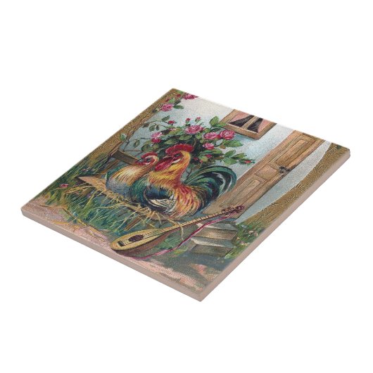 Hühner mit Dichtungskitt-und Ei-Haus Fliese (Seite)