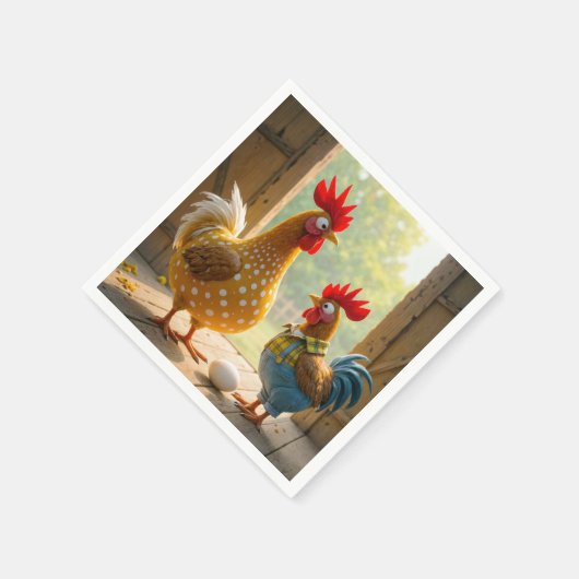 Hühner mit Ei Serviette (Ecke)