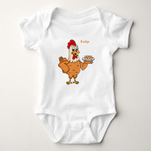 Hühner mit Eiern auf dem Cartoon Baby Strampler