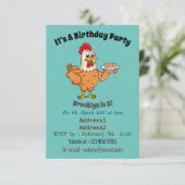 Hühner mit Eiern auf dem Cartoon Einladung (Stehend Vorderseite)