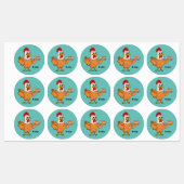 Hühner mit Eiern auf dem Cartoon Etiketten (Blatt)