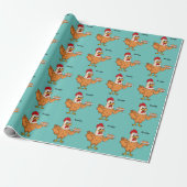 Hühner mit Eiern auf dem Cartoon Geschenkpapier (Ungerollt)