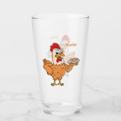 Hühner mit Eiern auf dem Cartoon Glas (Rückseite)