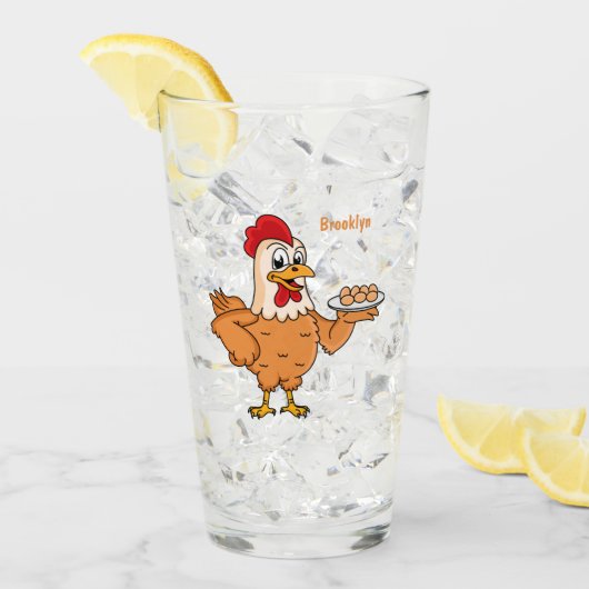 Hühner mit Eiern auf dem Cartoon Glas (Vorderseite Ice)